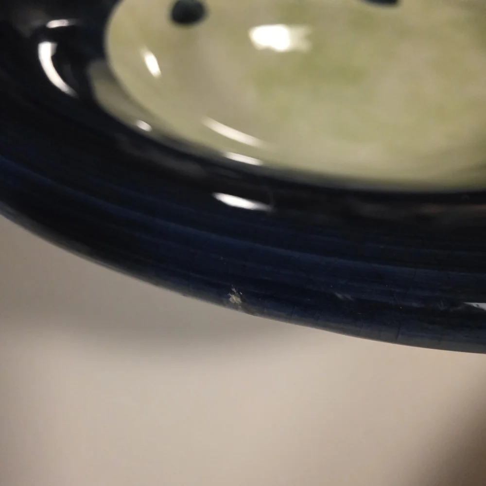 Crate&Barrel Blue and Green Olive Pasta Serving Bowl/2 Pasta Bowls Discontinued